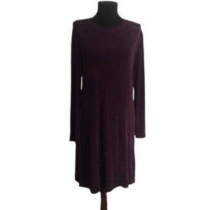 Softly Suited L/XL slinky travel knit dress Purple Stretchy 3/4 Sleeves
